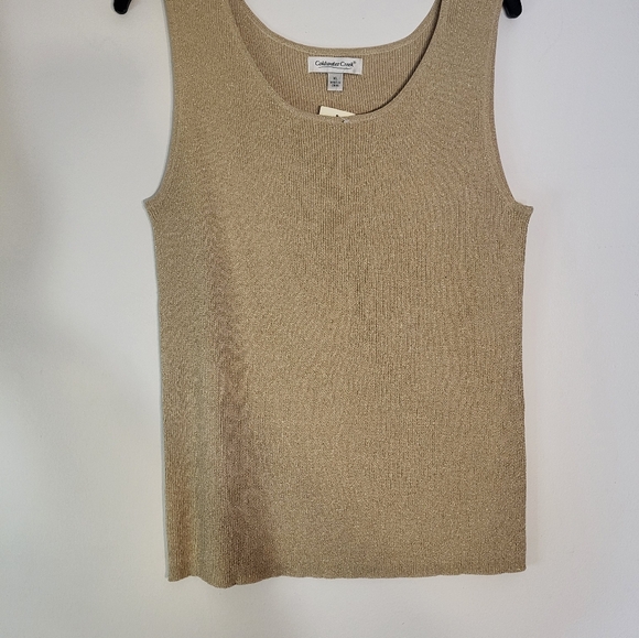 COLDWATER CREEK NEW $45 Scoop Neck Sweater Knit Shell Top in Gold Metallic XL - Picture 7 of 8